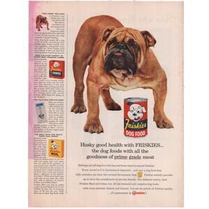 Carnation Friskies Dog Food Magazine Advertisement Vintage Pet Bulldog Meat